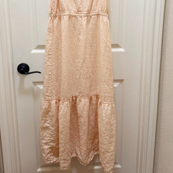 Clothe & Stone 100% Linen Maxi Dress Size M Peach Color Tiered Flowy Silhouette - Picture 9 of 13